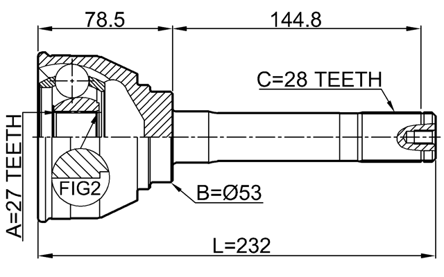 1410-KOR - OUTER CV JOINT 27X53X28
