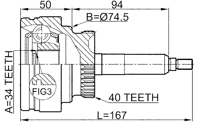 1410-REXIIPTA40 - OUTER CV JOINT 34X74.5
