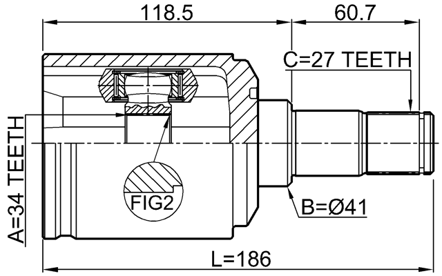 1411-KORMTLH - INNER CV JOINT LEFT 34X41X27