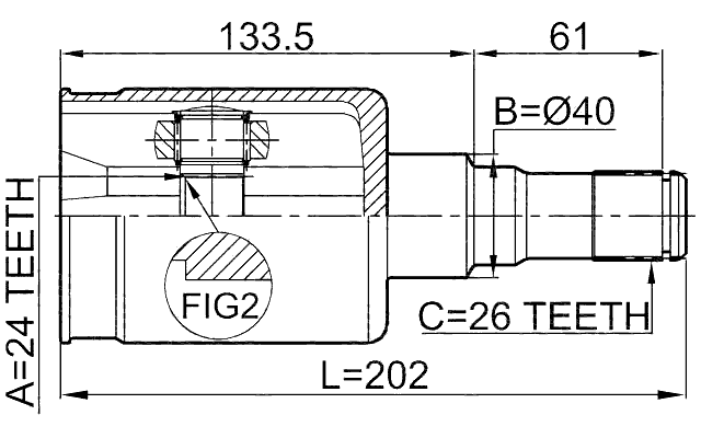 1411-REXIIAWD - INNER CV JOINT 24X40X26