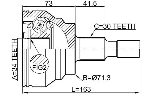 1610-164R - OUTER CV JOINT 34X71.3X30