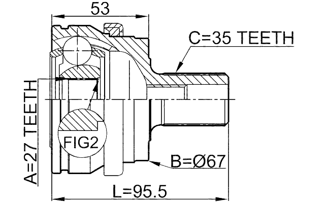 1610-203 - OUTER CV JOINT 27X67X35