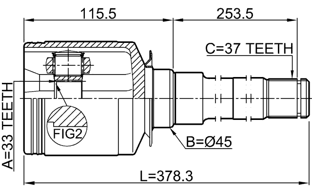 1611-164SRH - INNER CV JOINT RIGHT 33X45X37