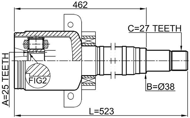 1611-169CVTRH - INNER CV JOINT RIGHT 25X37.9X27