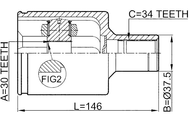 1611-210LH - INNER CV JOINT LEFT 30X37.5X34