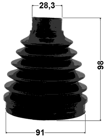 1615P-164FLH - BOOT INNER CV JOINT KIT PVC 91X98X28.3