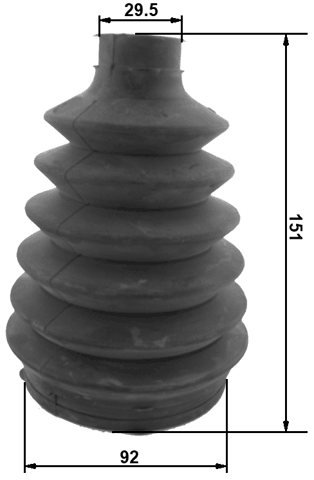 1617P-163 - BOOT OUTER CV JOINT KIT PVC 92X151X29.5