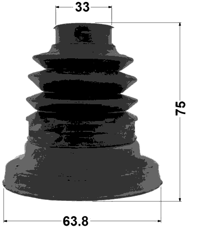 1617P-212R - BOOT OUTER CV JOINT KIT PVC 63.8X75X33