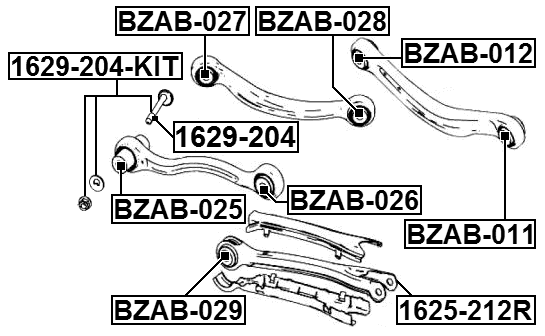 1629-204-KIT - CAMBER ADJUSTING ECCENTRIC BOLT (SET)