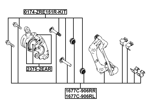 1677C-906RR - REAR RIGHT BRAKE CALIPER BRACKET CARRIER (WITH SLIDE PINS)