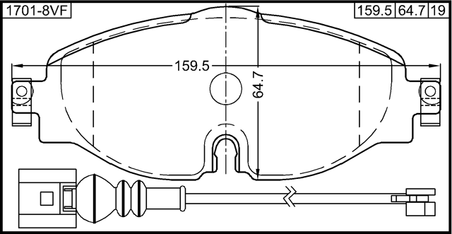 1701-8VF - PAD KIT, DISC BRAKE, FRONT (WITH WEAR SENSOR)
