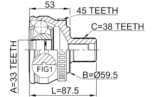 1710-A4A45 - OUTER CV JOINT 33X59.5X38