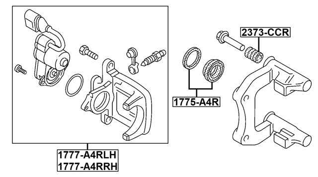 1777-A4RRH - REAR RIGHT BRAKE CALIPER ASSEMBLY (INCLUDING SERVO MOTOR WITH BRACKET)