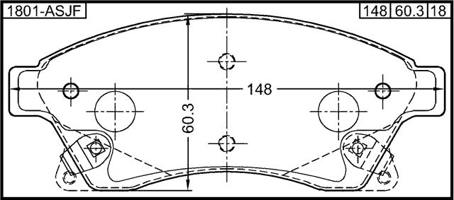 1801-ASJF - PAD KIT, DISC BRAKE, FRONT - KIT (WITH ANTI SQUEAL SHIM, WITH BRACKETS)