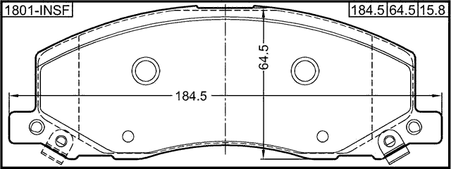 1801-INSF - PAD KIT, DISC BRAKE, FRONT - KIT (WITH ANTI SQUEAL SHIM, WITH BRACKETS)