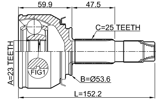 1810-MOK - OUTER CV JOINT 23X53.6X25