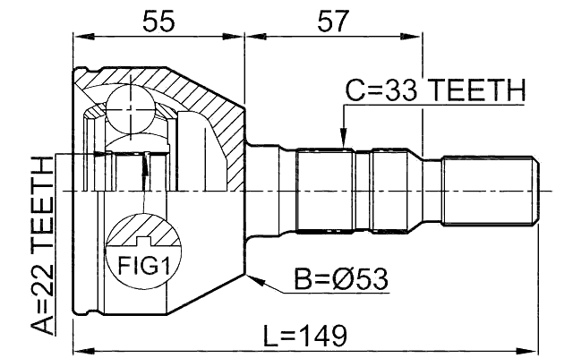 1810-ZAF - OUTER CV JOINT 22X53X33