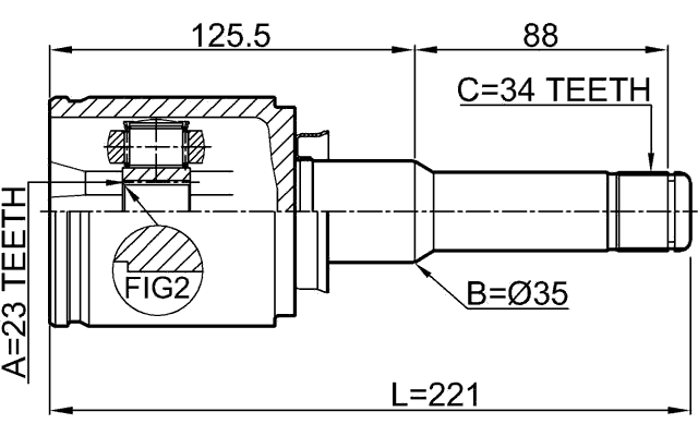 1811-ASJLH - INNER CV JOINT LEFT 23X35X34