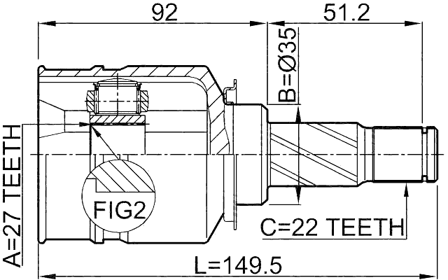 1811-Z14 - INNER CV JOINT 27X35X22