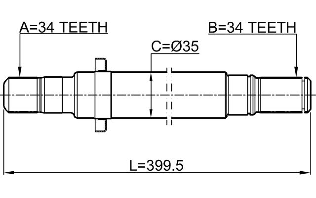 1812-ZAFCRH - AXLE HALF SHAFT RIGHT 34X400X34
