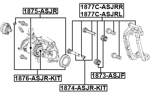 1877C-ASJRR - REAR RIGHT BRAKE CALIPER BRACKET CARRIER (WITH SLIDE PINS)