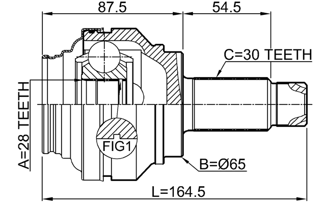 1910-F06R - OUTER CV JOINT REAR 28X65X30