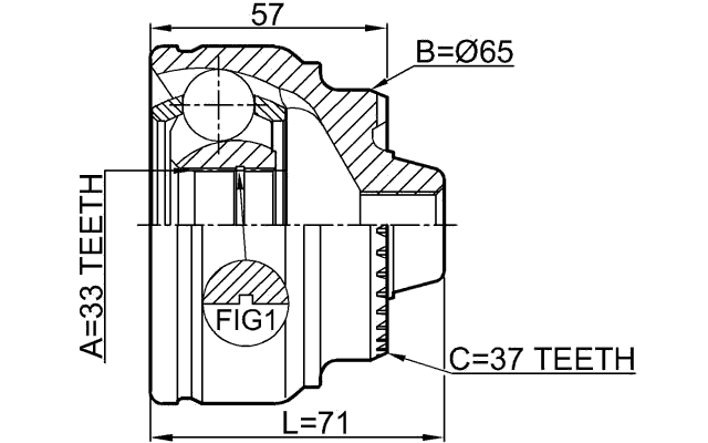 1910-F25 - OUTER CV JOINT 33X65X37