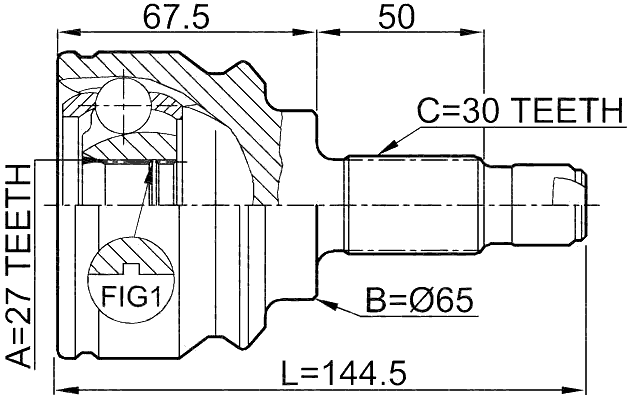 1910-X5 - OUTER CV JOINT 27X65X30