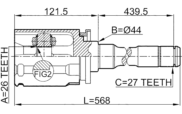 1911-E70RH - FRONT INNER CV JOINT RIGHT 26X44X27