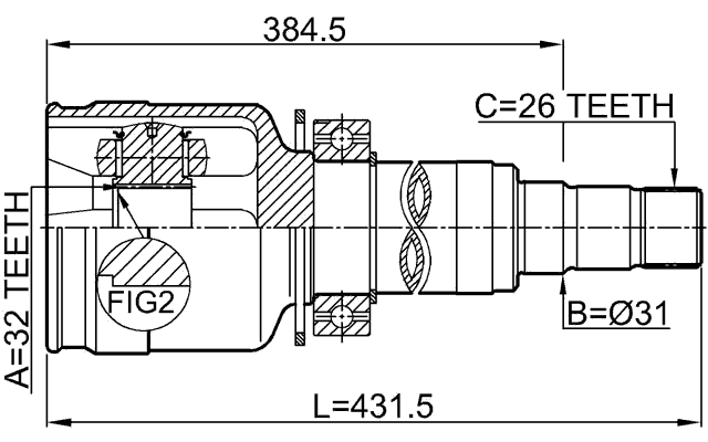 1911-R58RH - FRONT INNER CV JOINT RIGHT 32X31X26