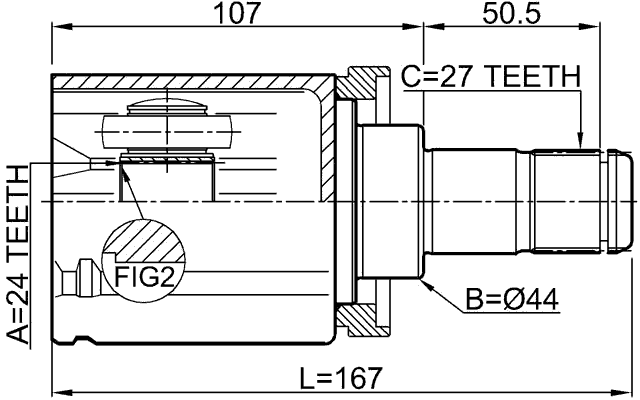 1911-X3 - INNER CV JOINT LEFT 24X44X27