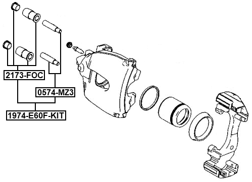 1974-E60F-KIT - FRONT CALIPER SLIDE PIN KIT