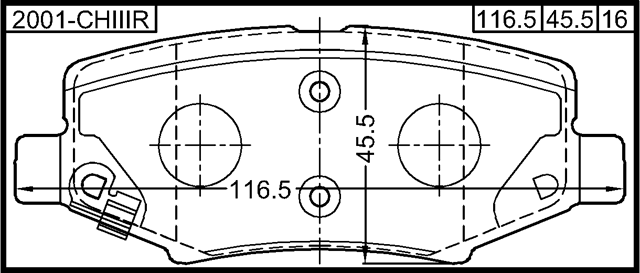 2001-CHIIIR - PAD KIT, DISC BRAKE, REAR - KIT (WITH ANTI SQUEAL SHIM, WITH BRACKETS)