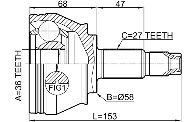 2010-KL - OUTER CV JOINT 36X58X27