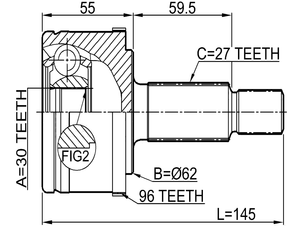 2010-MAGA96 - OUTER CV JOINT 30X61X27