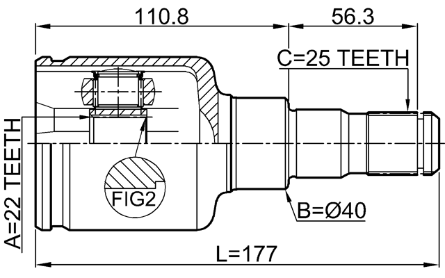 2011-JOURR - REAR INNER CV JOINT 22X40X25