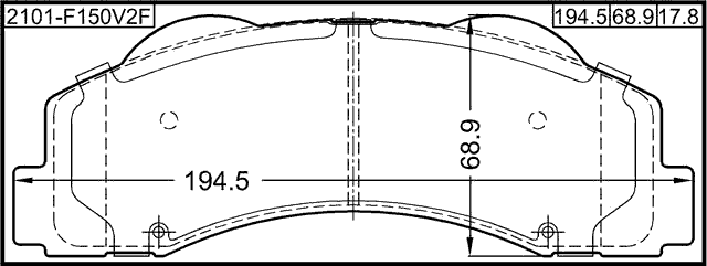 2101-F150V2F - PAD KIT, DISC BRAKE, FRONT - KIT (WITH ANTI SQUEAL SHIM, WITH BRACKETS)