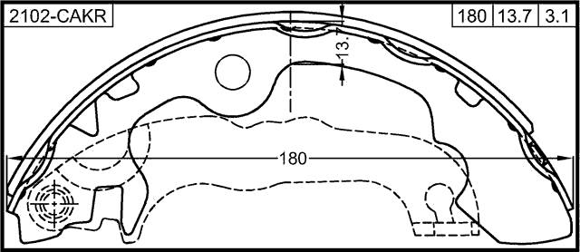 2102-CAKR - SHOE KIT, REAR BRAKE (WITH PARKING BRAKE LEVER)