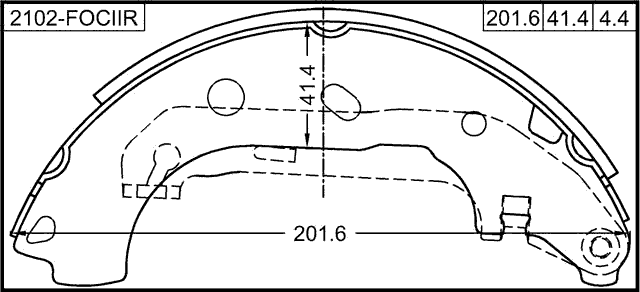 2102-FOCIIR - SHOE KIT, REAR BRAKE (WITH PARKING BRAKE LEVER)