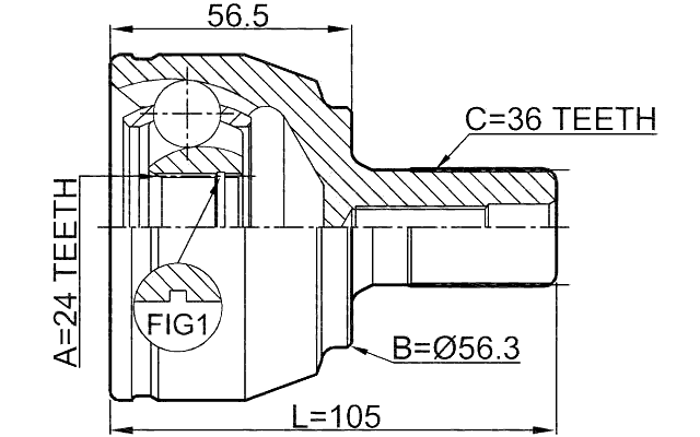 2110-FOCII20 - OUTER CV JOINT 24X56.3X36