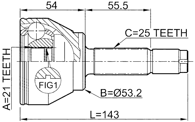 2110-FUS - OUTER CV JOINT 21X53.2X25