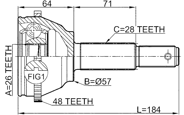 2110-FYA48 - OUTER CV JOINT 26X57X28