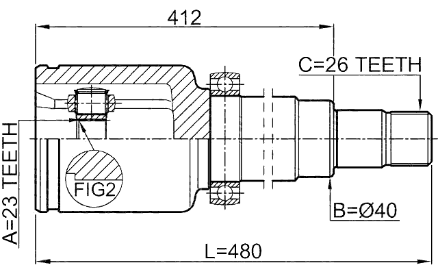 2111-CB320ATRH - INNER CV JOINT RIGHT 23X40X26