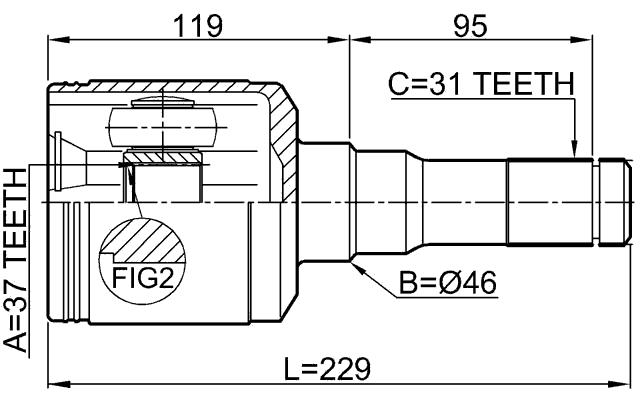 2111-EXPIILH - INNER CV JOINT LEFT 37X46X31