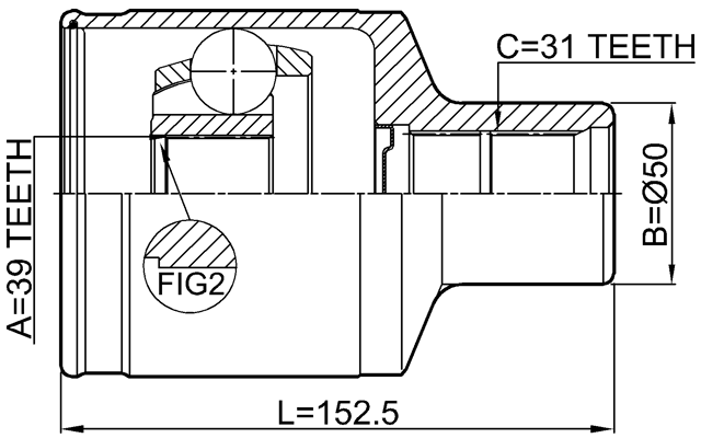2111-F150RH - INNER CV JOINT 39X0X31