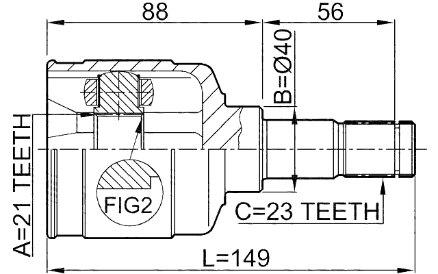 2111-FOCLH - INNER CV JOINT LEFT 21X40X23