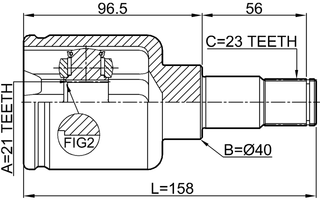 2111-FUSMTLH - INNER CV JOINT LEFT 21X40X23