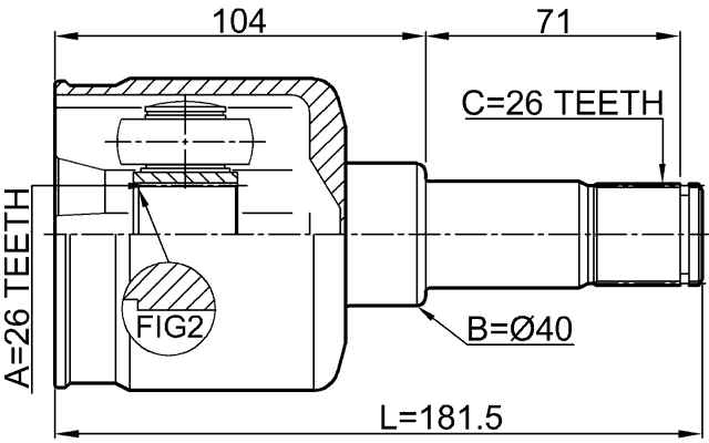 2111-FY26LH - INNER CV JOINT LEFT 26X40X26