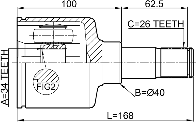 2111-GE30MTLH - INNER CV JOINT 34X40X26