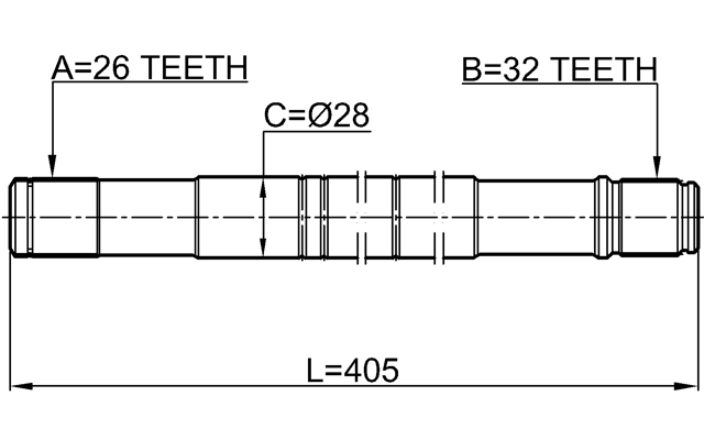 2112-CB4LH - AXLE HALF SHAFT LEFT 32X405X26